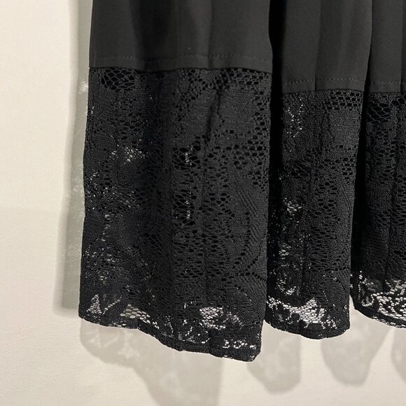Express Pleated Skirt 4 Black Lined Lace Detail Bottom Midi Side Zip Closure - Picture 5 of 10